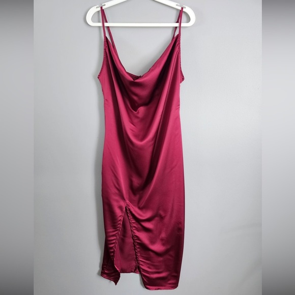 Nwt Strappy Satin Cowl Midi Dress Sz 10 - Picture 5 of 11